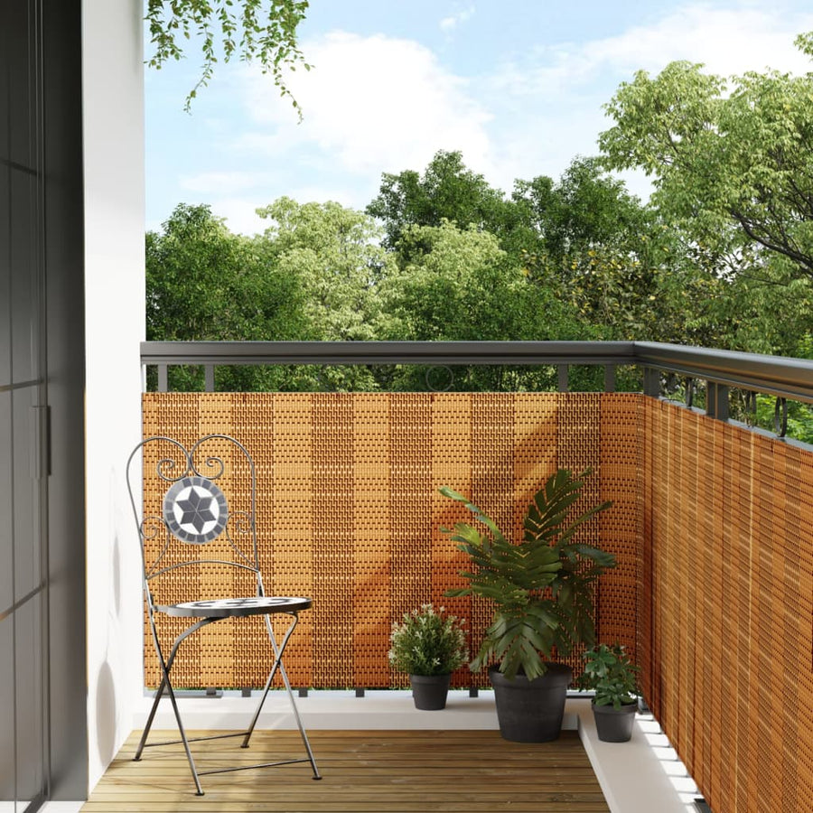 Balcony Screen Light Brown Poly Rattan