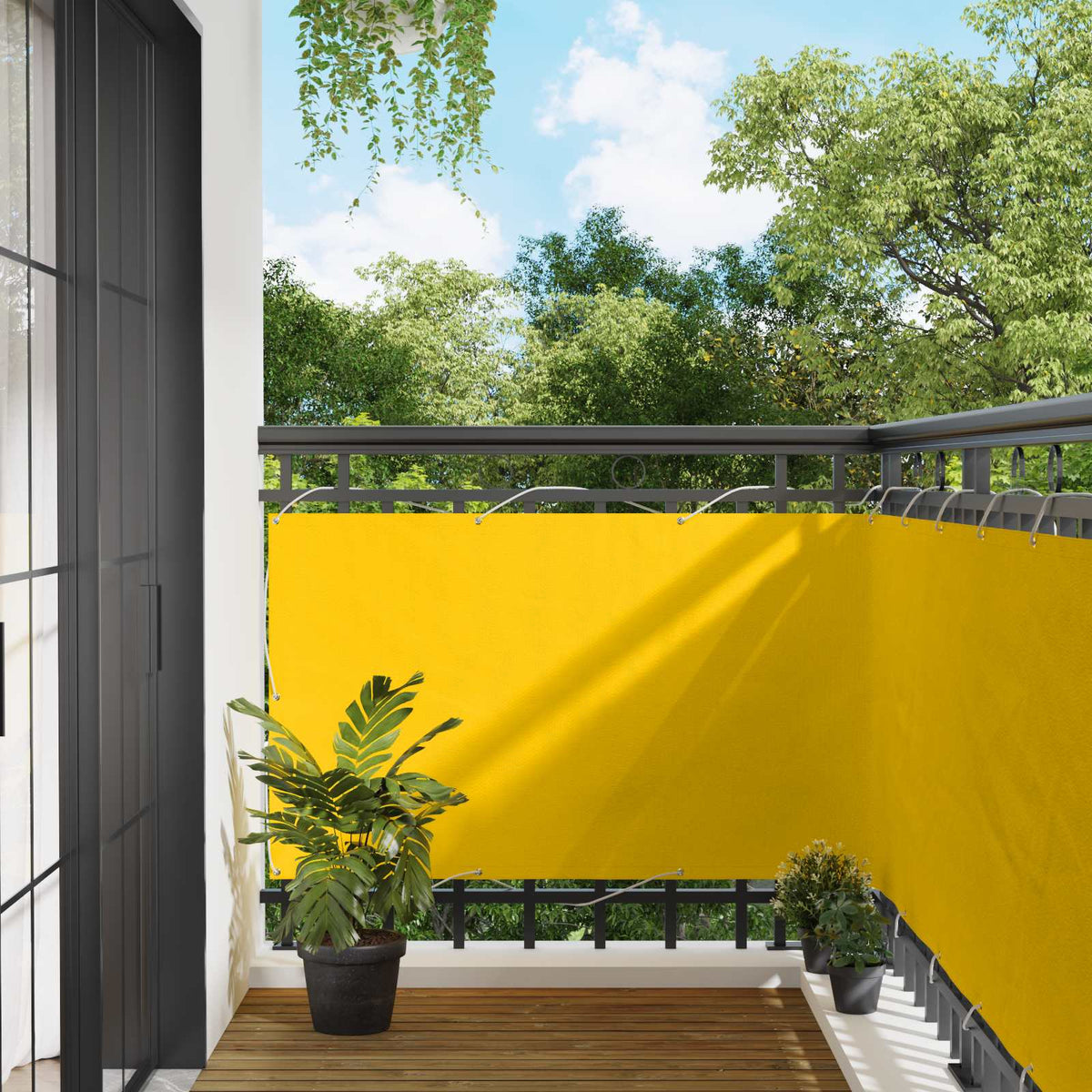 vidaXL Balcony Screen Rectangular 100 x 800 cm Oxford Fabric Yellow 1