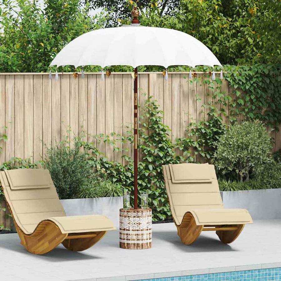 Balinese Parasol with Base Cream and White
