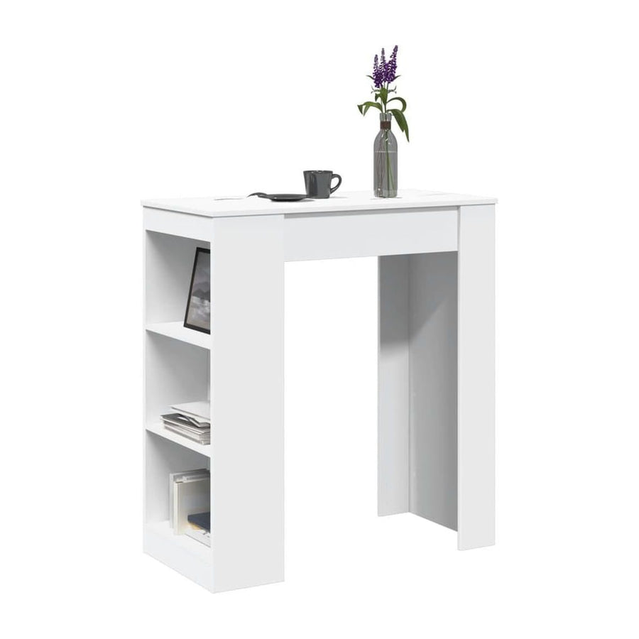 Bar Table with Racks White Engineered Wood