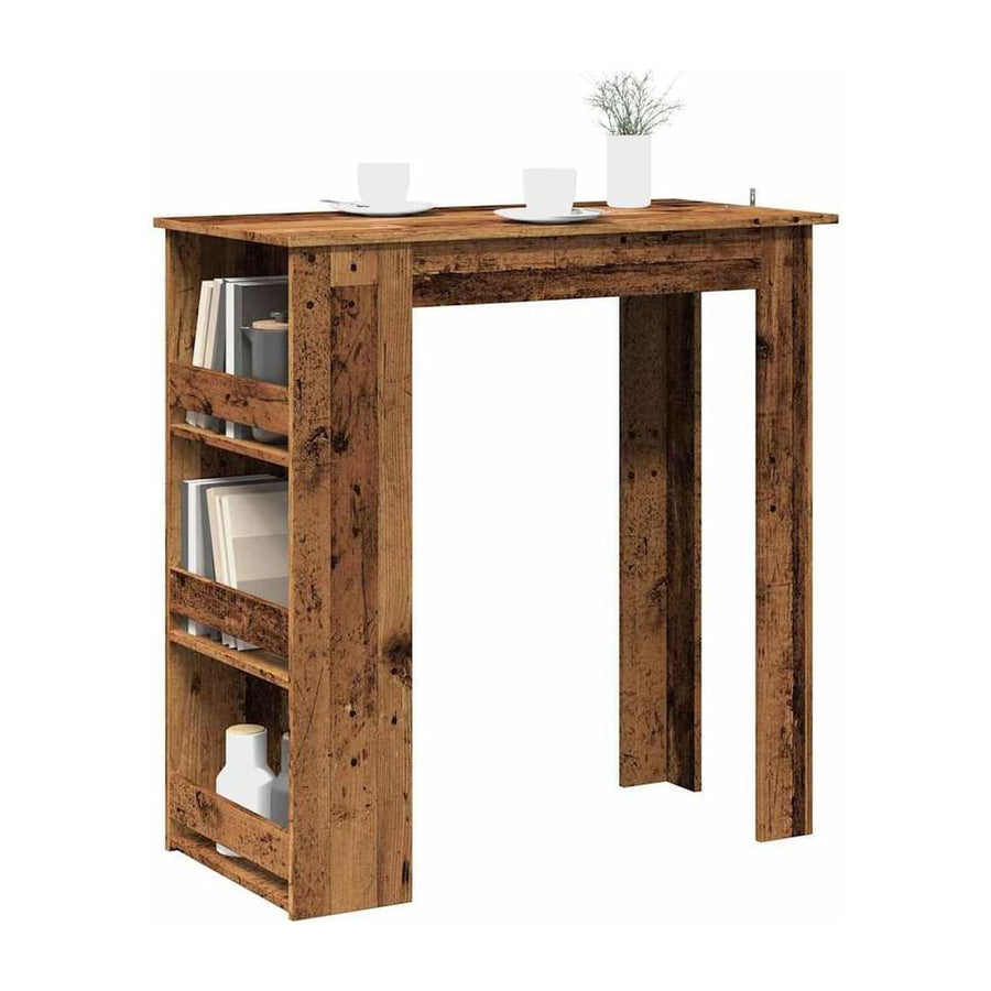Bar Table with Storage Rack Old Wood