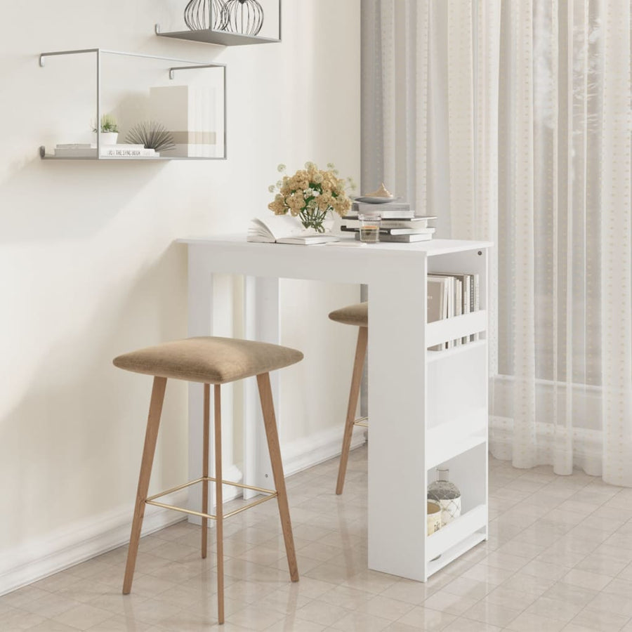 Bar Table with Storage Rack White