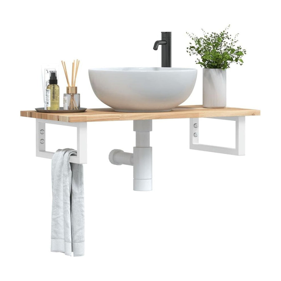 Basin Shelf Wall Mounted Steel and Solid Wood Acacia