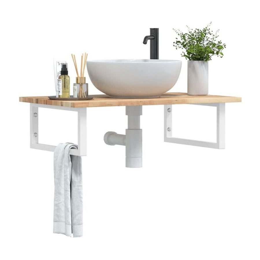 Basin Shelf Wall Mounted Steel and Solid Wood Acacia