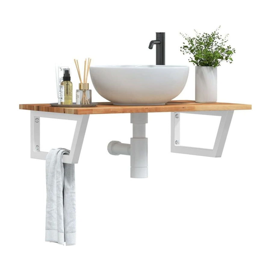 Basin Shelf Wall Mounted Steel and Solid Wood Acacia