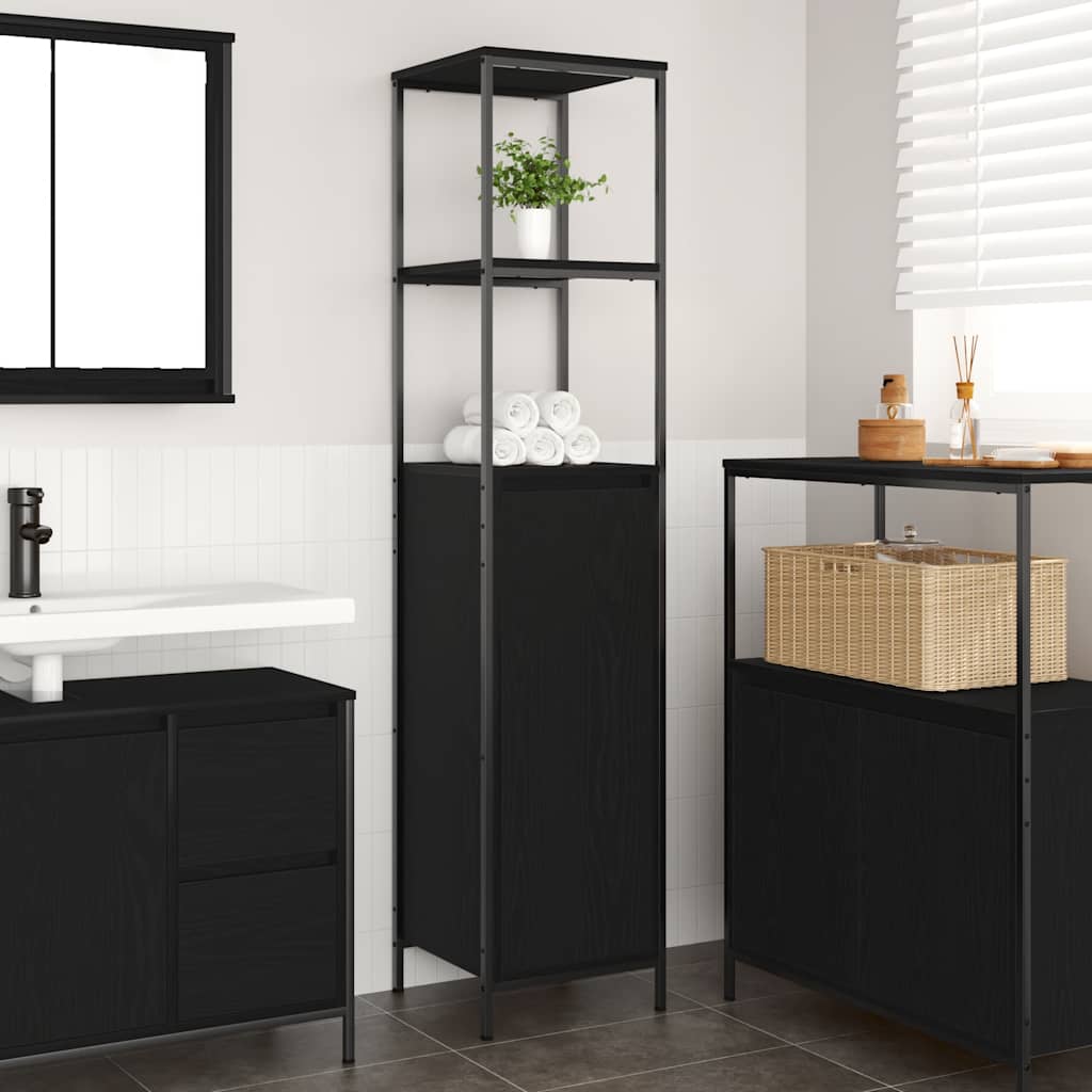 Bathroom Cabinet with Shelves Black Oak