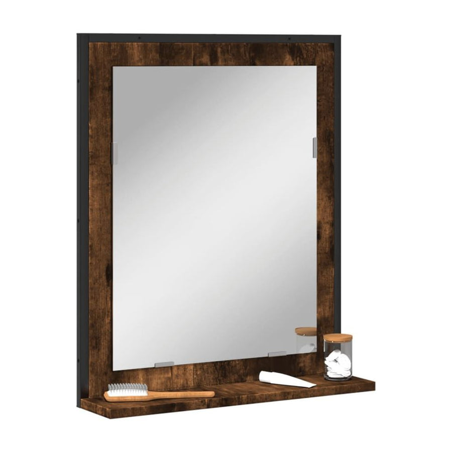 Bathroom Mirror with Shelf Smoked Oak