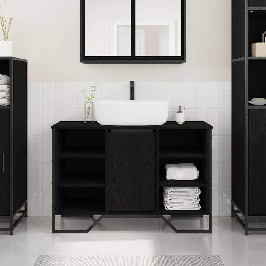 Bathroom Sink Cabinet Black Oak Engineered Wood