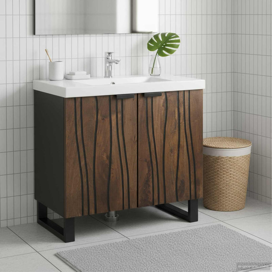 Bathroom Sink Cabinet Walnut Engineered Wood