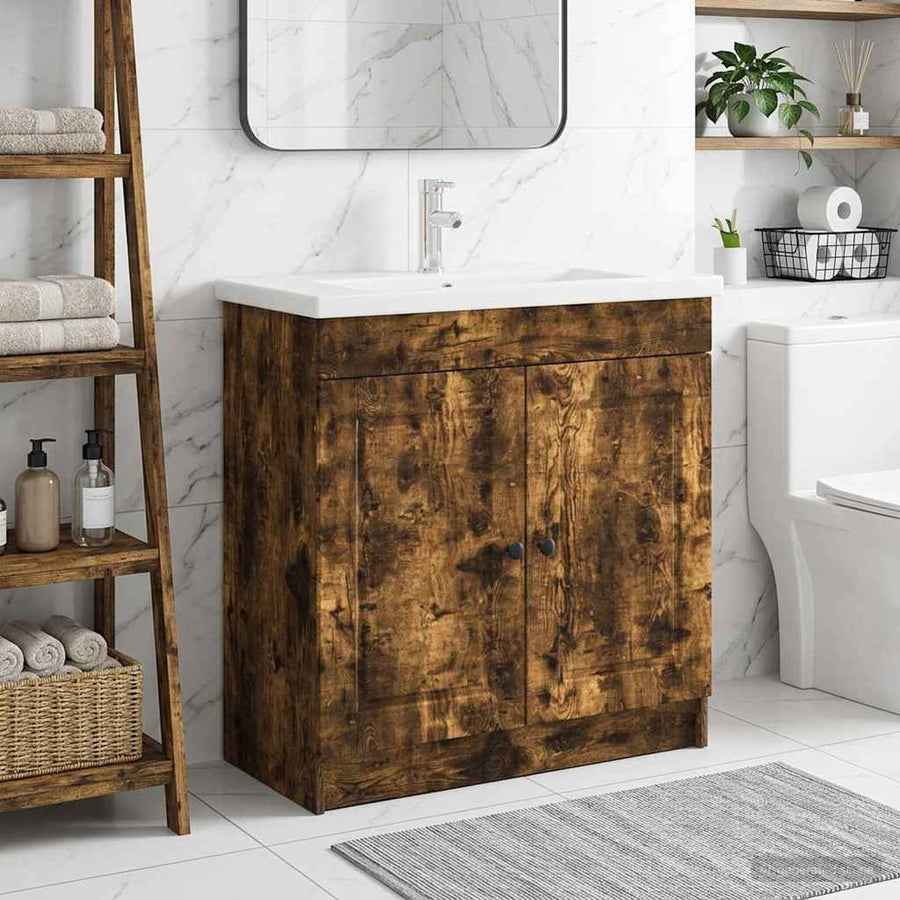 Bathroom Under Sink Cabinet Smoked Oak