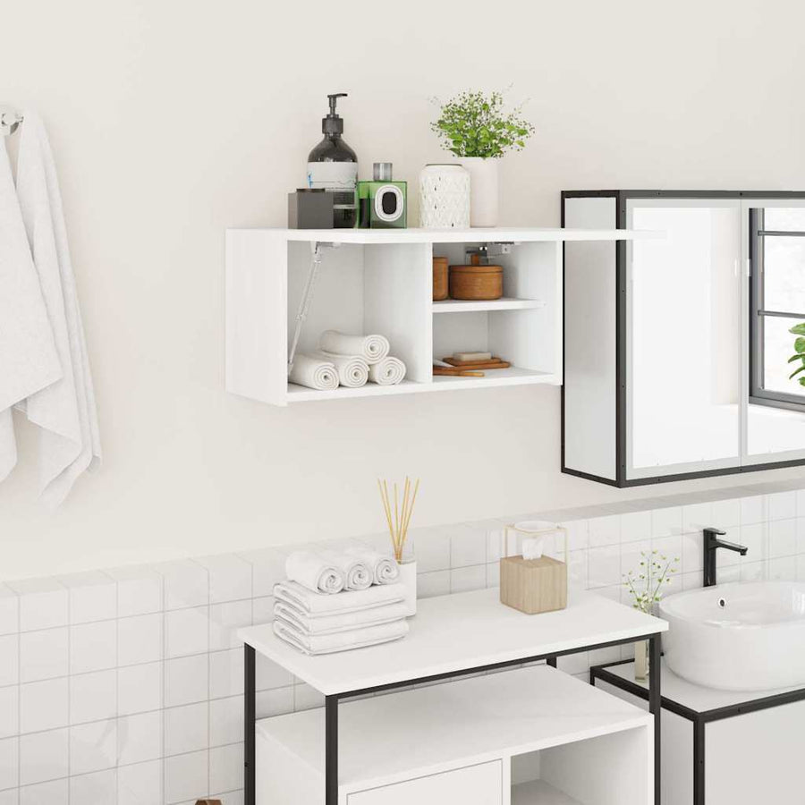 Bathroom Wall Cabinet White Engineered Wood