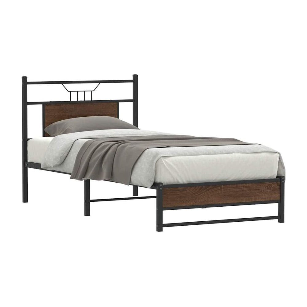 Bed Frame without Mattress Brown Oak Engineered Wood