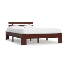Bed Frame without Mattress Dark Brown Solid Pine Wood
