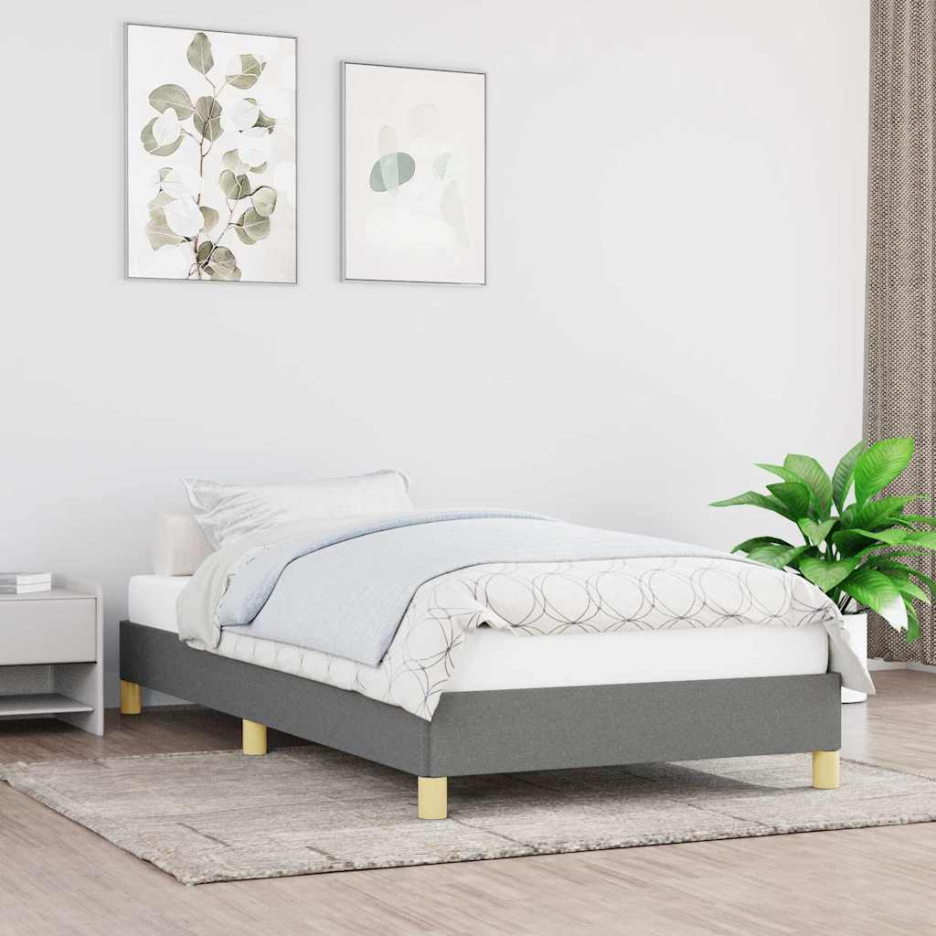 Bed Frame without Mattress Dark Grey Single Fabric