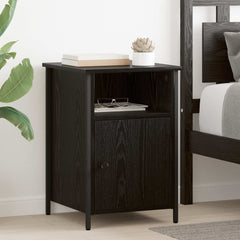 Bedside Cabinet Black Oak Engineered Wood