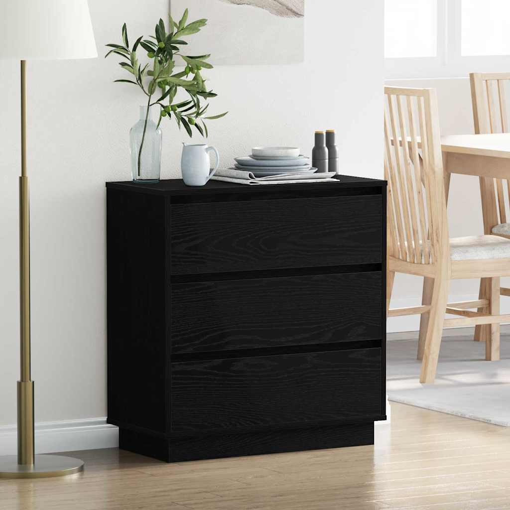 Bedside Cabinet Black Oak Engineered Wood