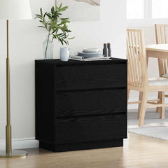 Bedside Cabinet Black Oak Engineered Wood