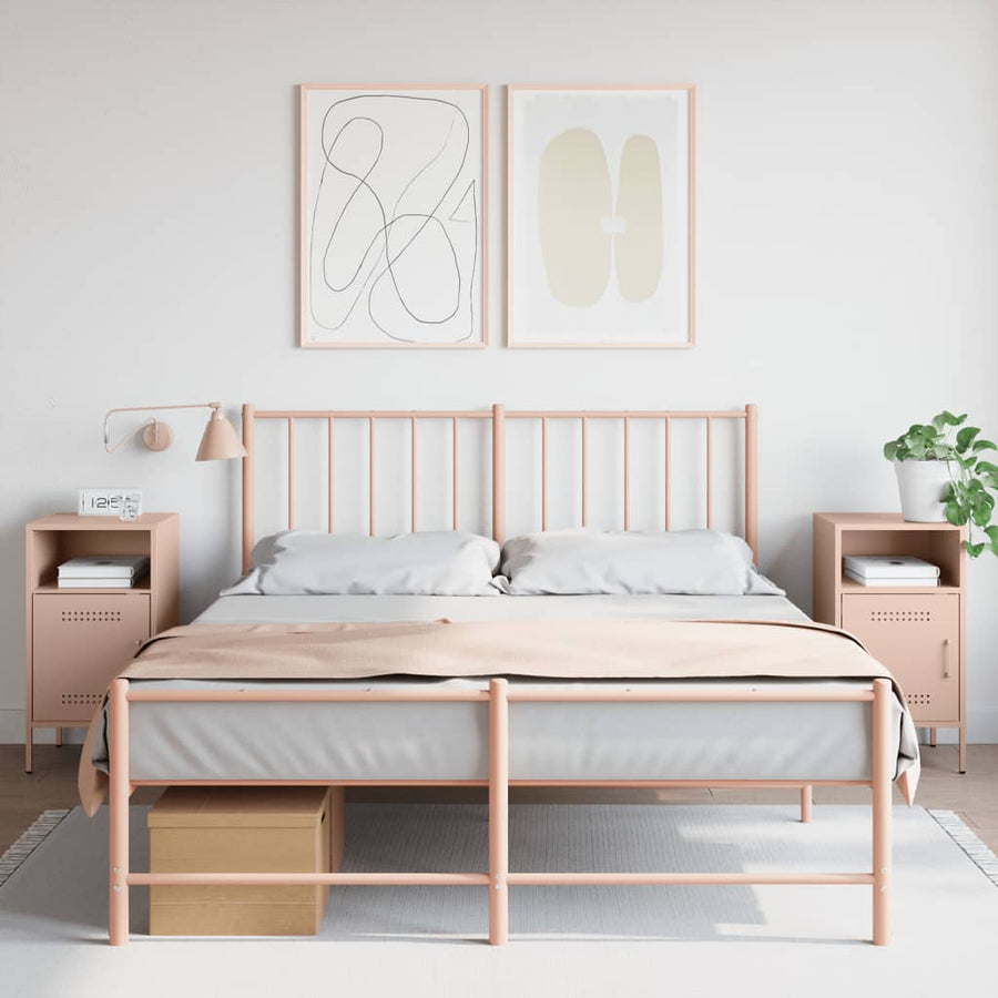 Bedside Cabinets 2 pcs Pink Steel