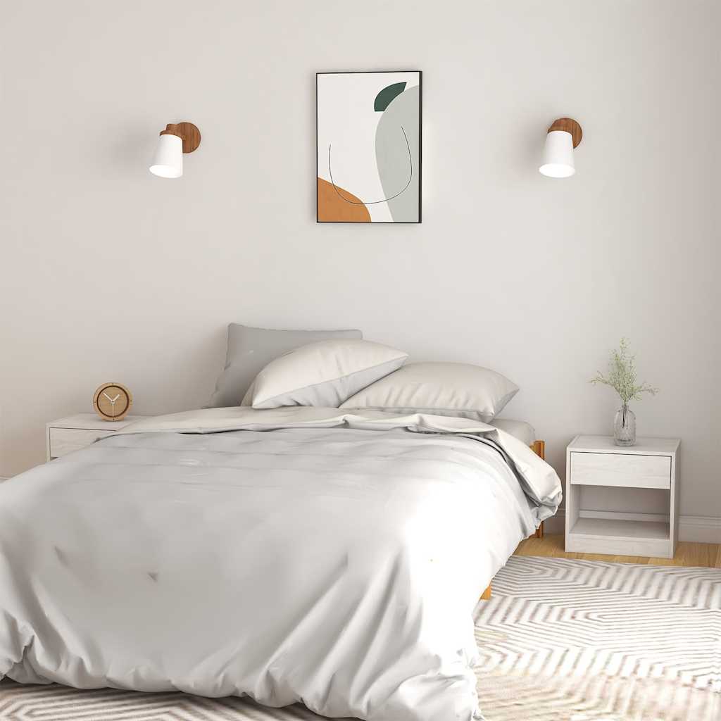 Bedside Cabinets 2 pcs White Solid Wood Pine