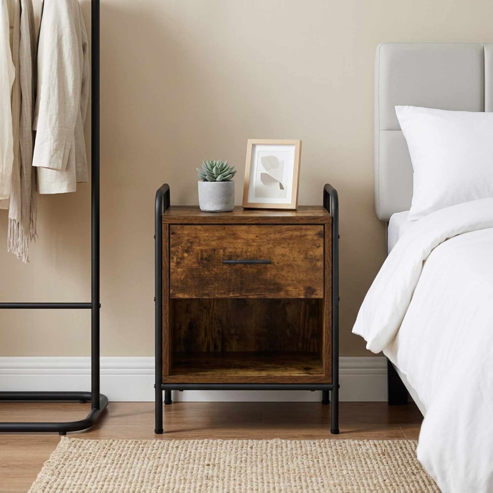 Bedside Cabinet Smoked Oak Engineered Wood