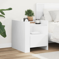 Bedside Cabinet White Engineered Wood