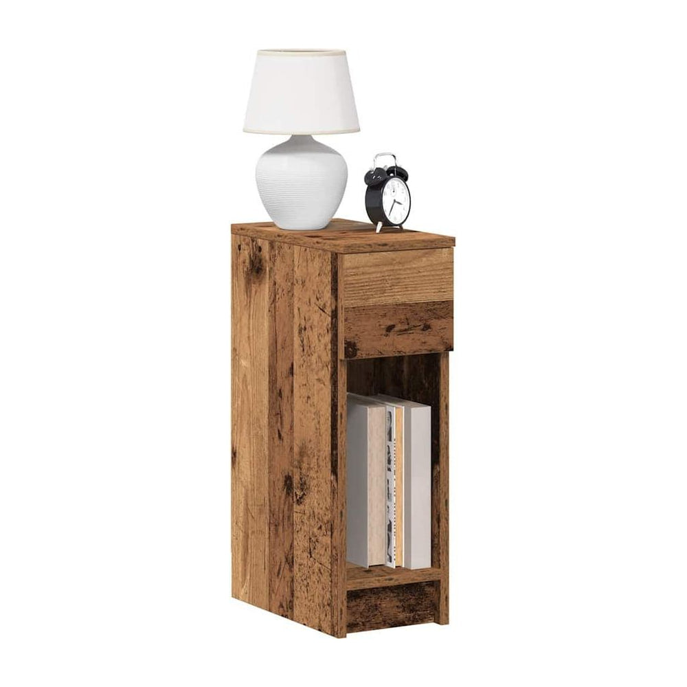 Bedside Cabinet with Drawer Old Wood