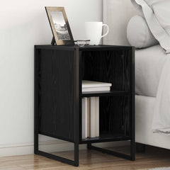 Bedside Table Black Oak Engineered Wood