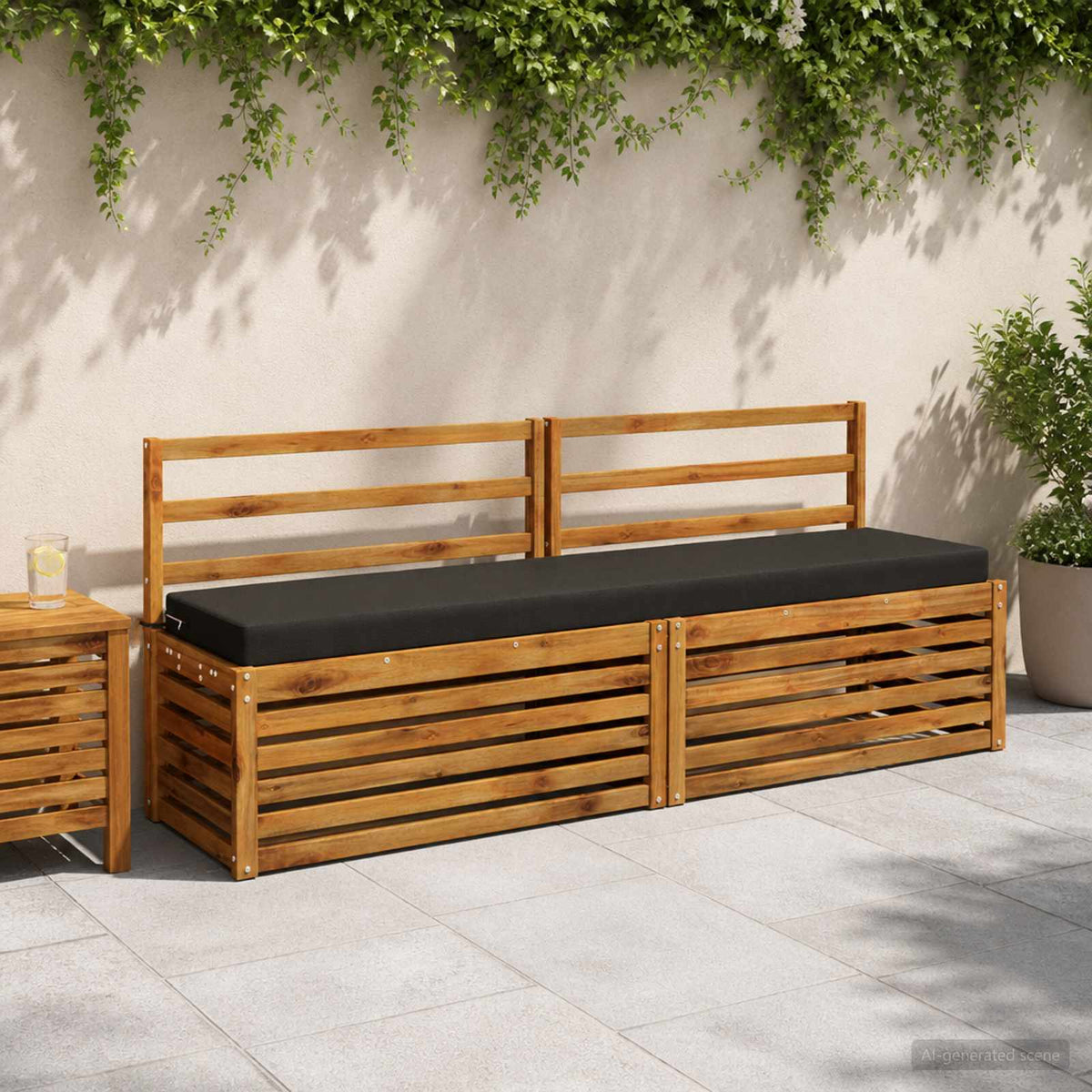 vidaXL Bench Cushion SOEST 100% Polyester Black 170 x 40 x 8 cm 1