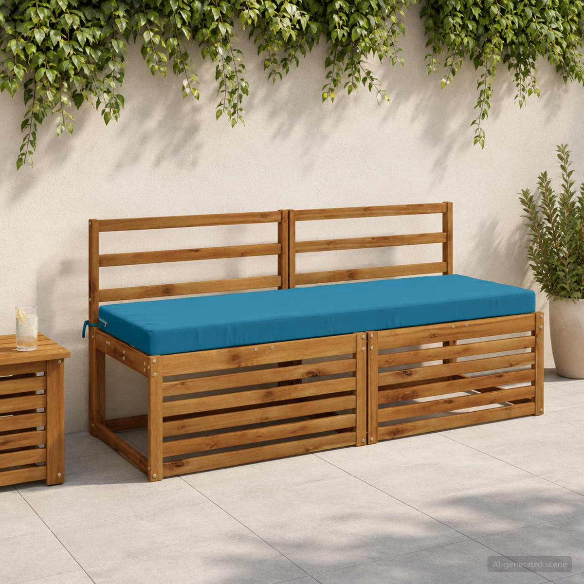 vidaXL Bench Cushion SOEST 100% Polyester Light Blue 140 x 50 x 8 cm 1