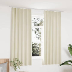 Blackout Curtains 2 pcs with Hooks Velvet Cream