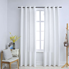 Blackout Curtains with Metal Rings 2 pcs Off White
