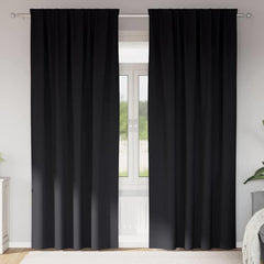 Blackout Curtains with Rings 2 pcs Black Polyester