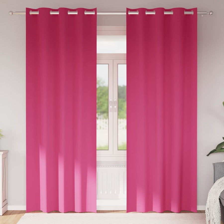 Blackout Curtains with Rings 2 pcs Bright Pink