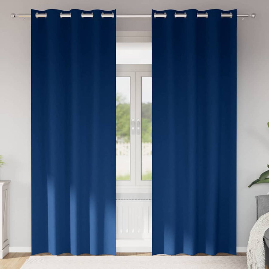 Blackout Curtains with Rings 2 pcs Dark Blue