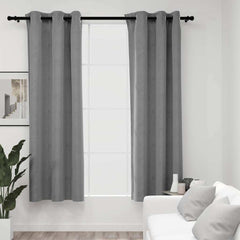 Blackout Curtains with Rings 2 pcs Grey 37"x95" Velvet