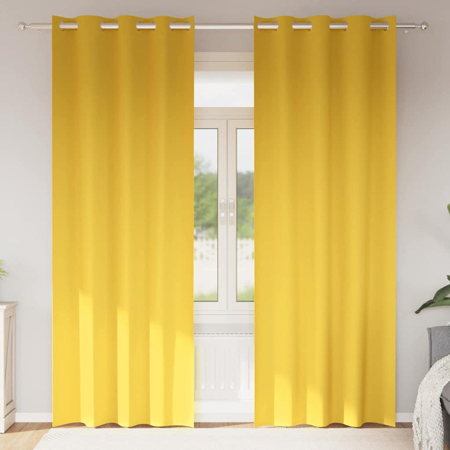 Blackout Curtains with Rings 2 pcs Mustard Yellow
