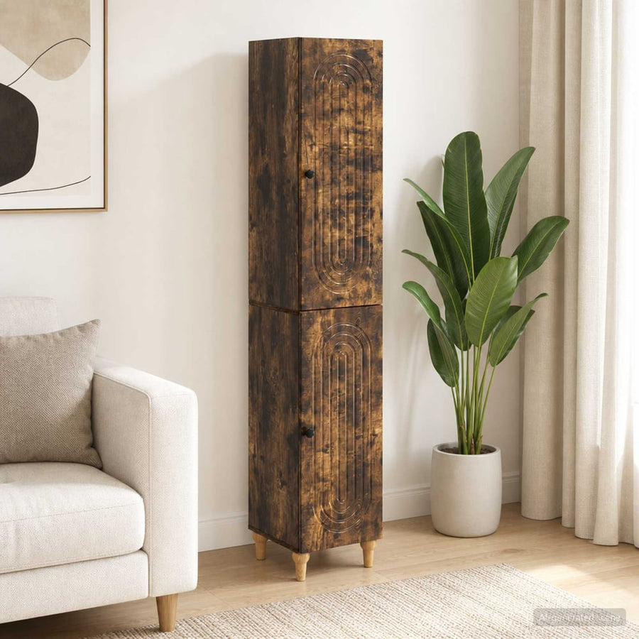 Cabinet Set 2 pcs Smoked Oak Engineered Wood