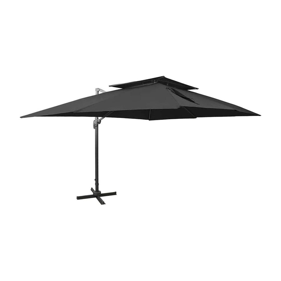 Cantilever Garden Parasol with Double Top Black