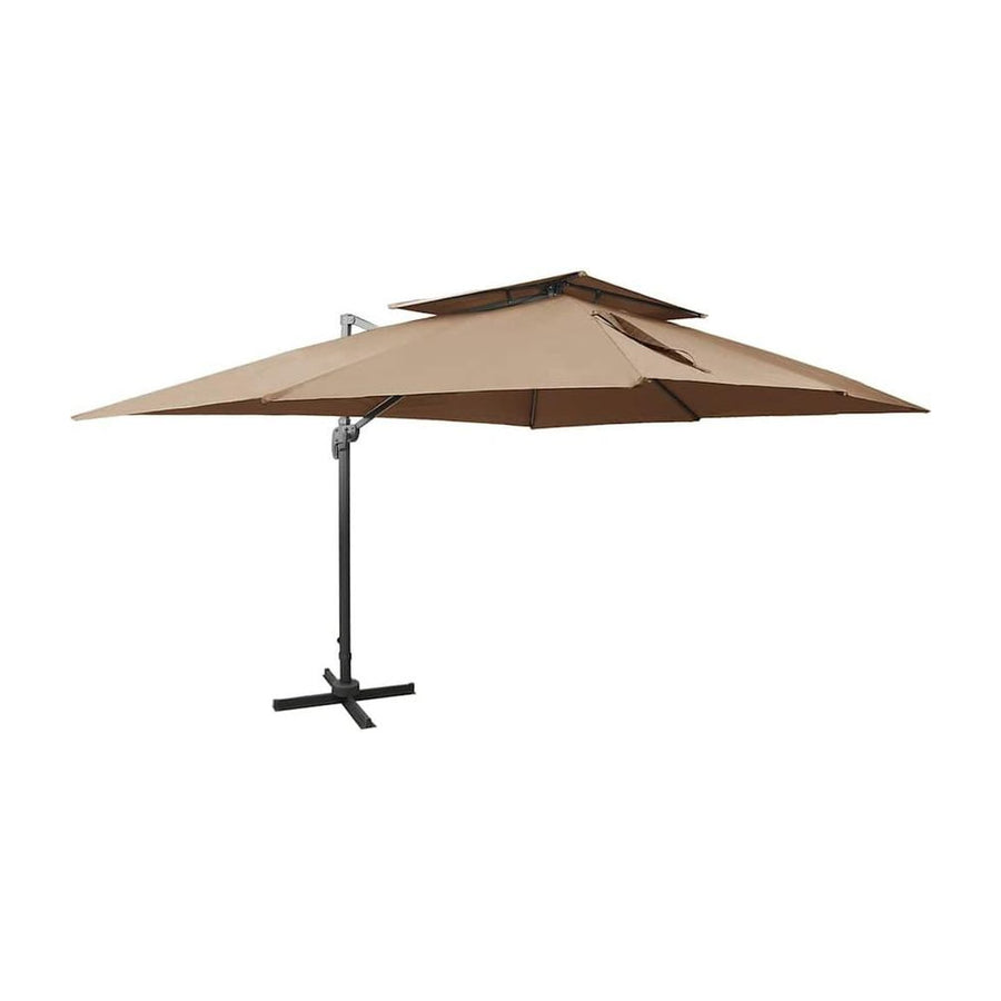 Cantilever Garden Parasol with Double Top Taupe