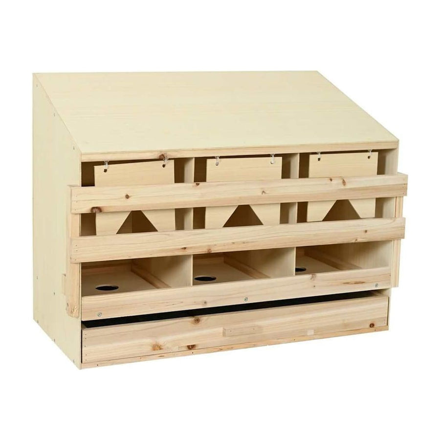 Chicken Laying Nest 3 Compartments Solid Pine Wood