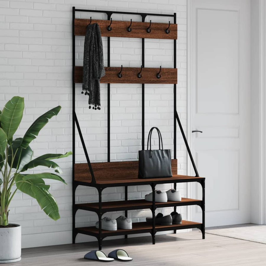 Clothes Rack with Shoe Storage Brown Oak