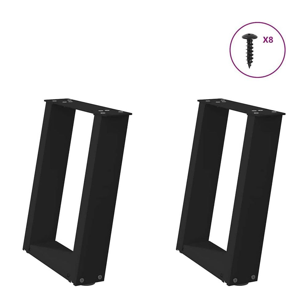 Coffee Table Legs U-Shaped 2 pcs Black Steel
