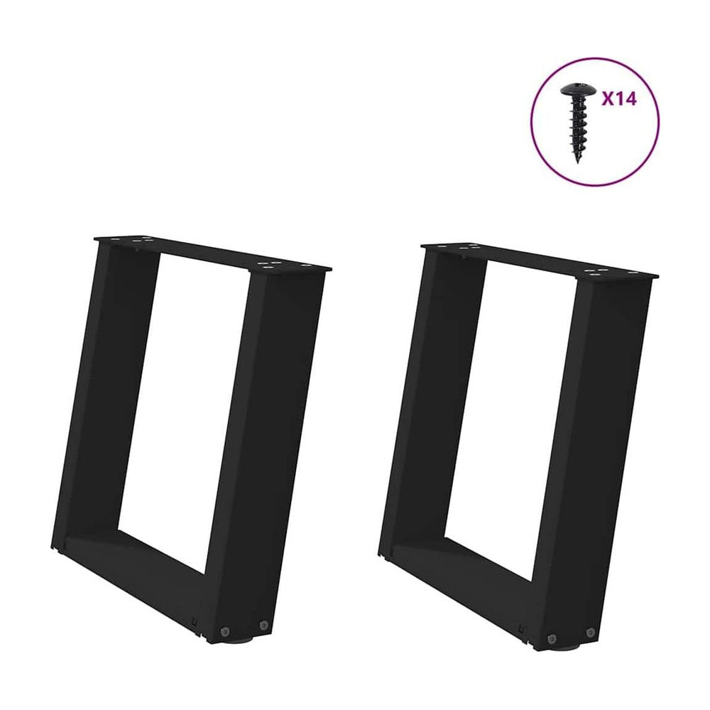 Coffee Table Legs U-Shaped 2 pcs Black Steel