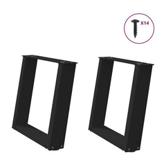 Coffee Table Legs U-Shaped 2 pcs Black Steel