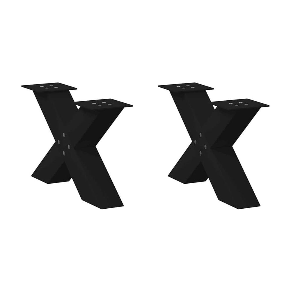 Coffee Table Legs X-Shaped 2 pcs Black Steel