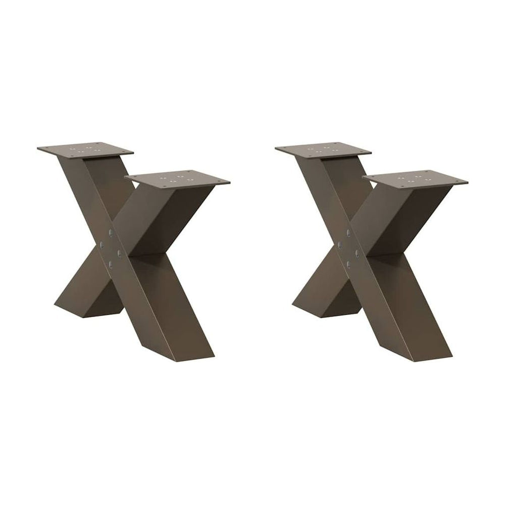 Coffee Table Legs X-Shaped 2 pcs Natural Steel