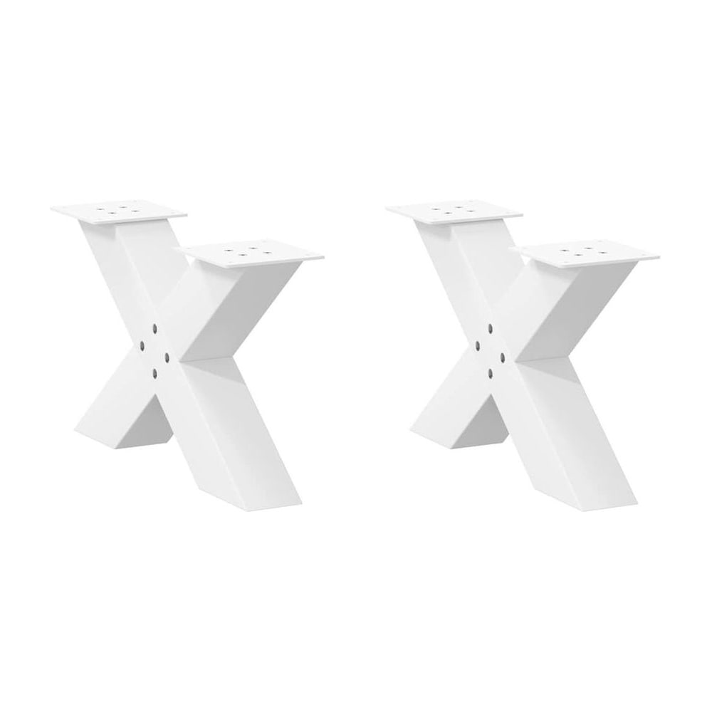 Coffee Table Legs X-Shaped 2 pcs White Steel