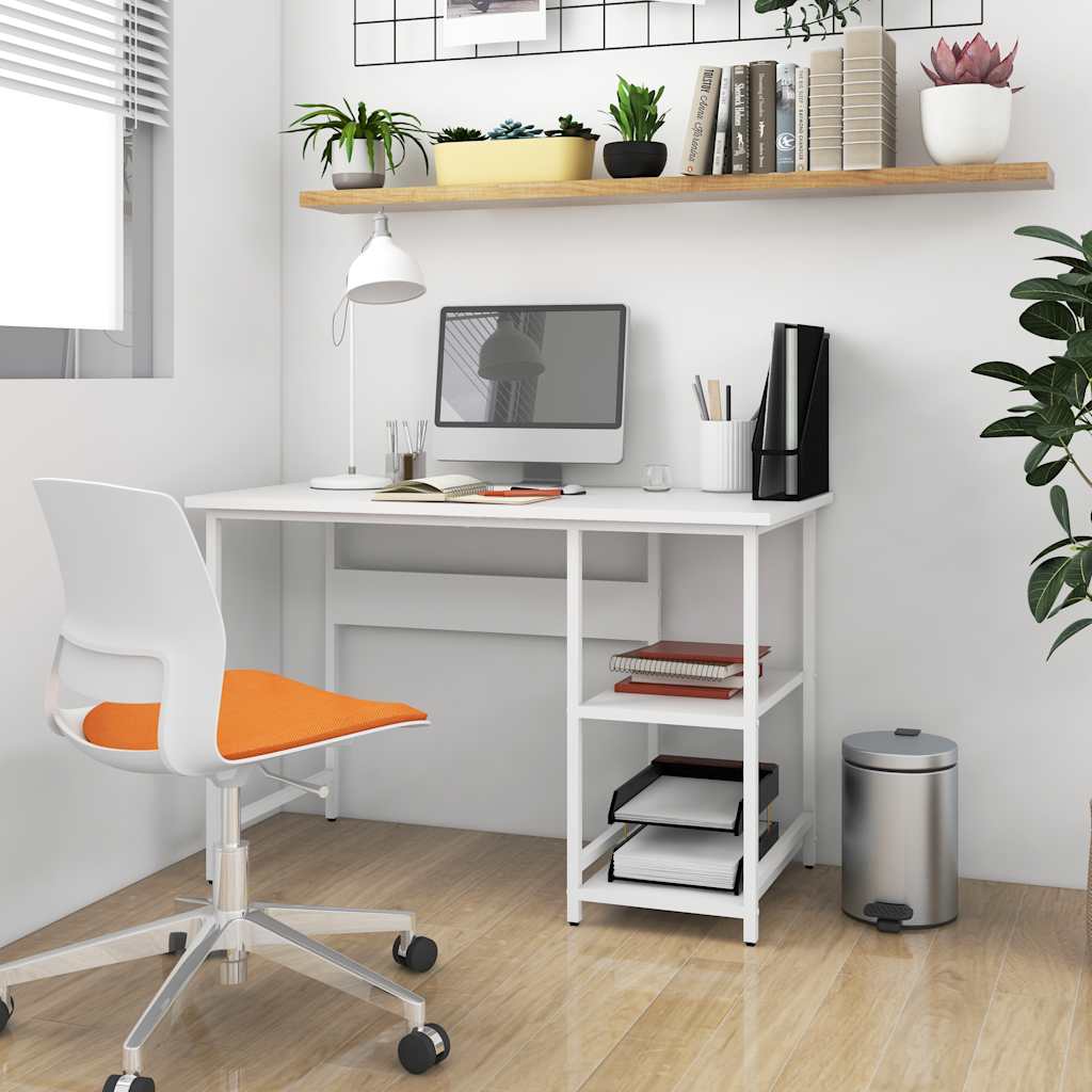 Computer Desk White MDF and Metal