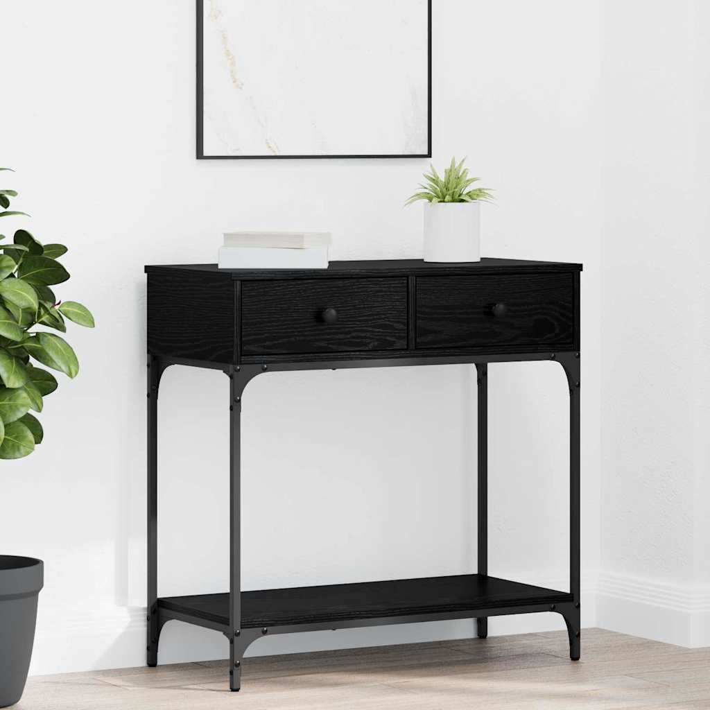 Console Table Black Oak Engineered Wood
