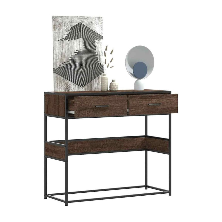 Console Table Brown Oak Engineered Wood
